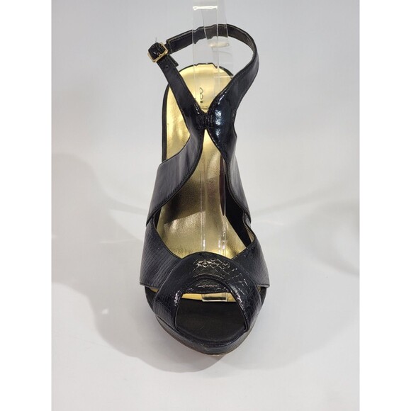 HHP Women's Size 9B Baker's Black Gold Faux Leather Sandals High Heel Shoes EUC‎ - Picture 6 of 9